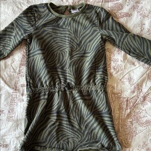 Stylish Green Zebra Print Kids Casual Dress